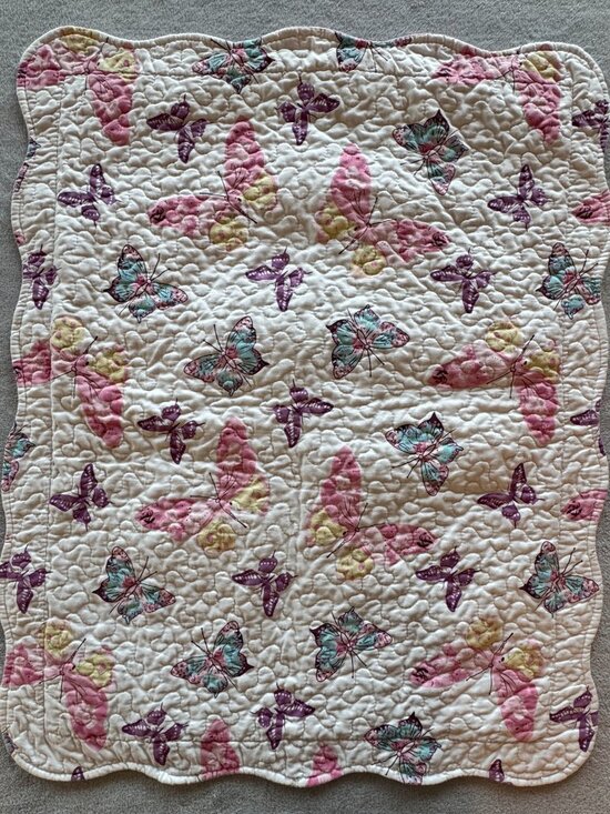 QE Home Linens Other - Pillow Sham Twin Standard 26x20 White Pink Purple Butterflies QE Home Linens